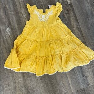 Tahari Yellow Kids Dress with White Embroidery